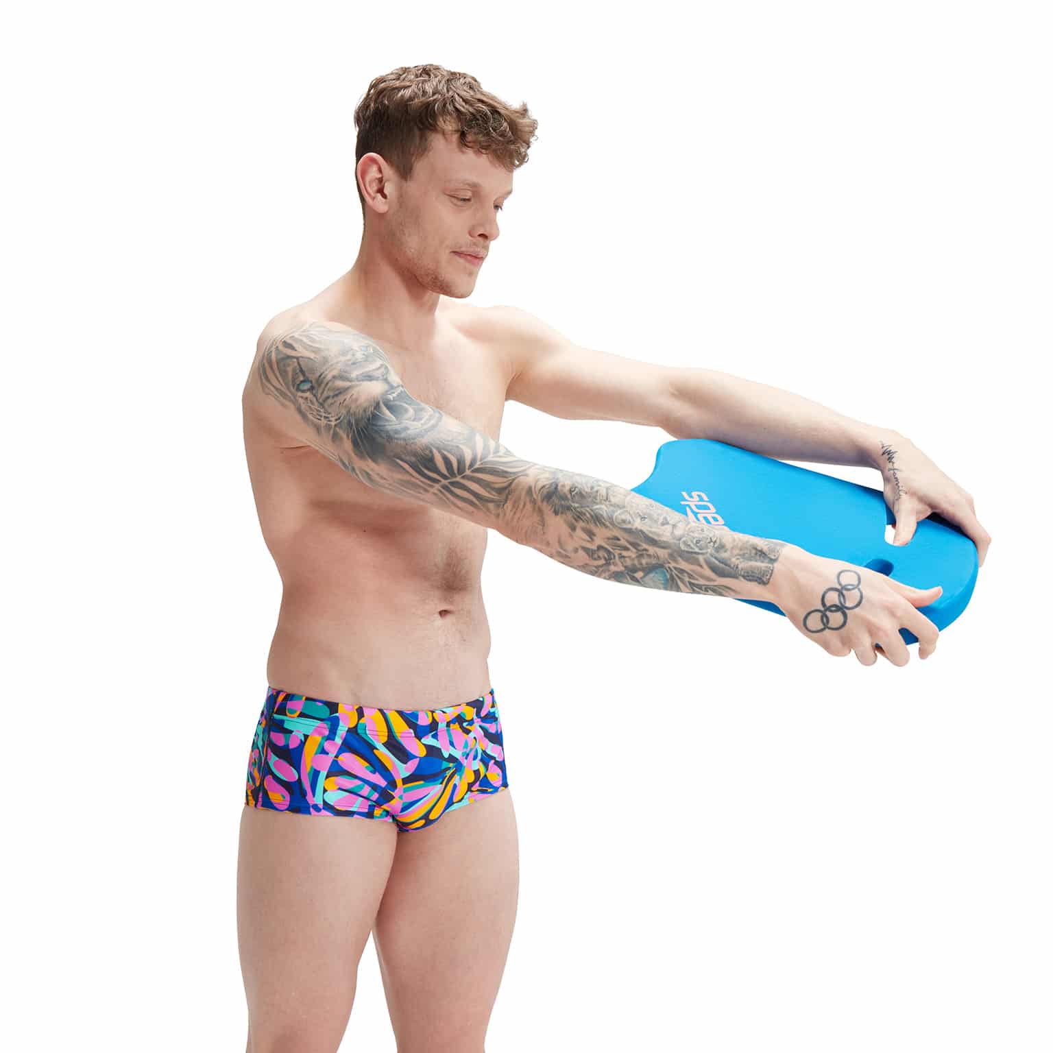 Speedo Mens 13.5cm Club Training Allover Brief Peacoat/True Cobalt/Mystic/Marine Blue/Candy Vibe/Mango