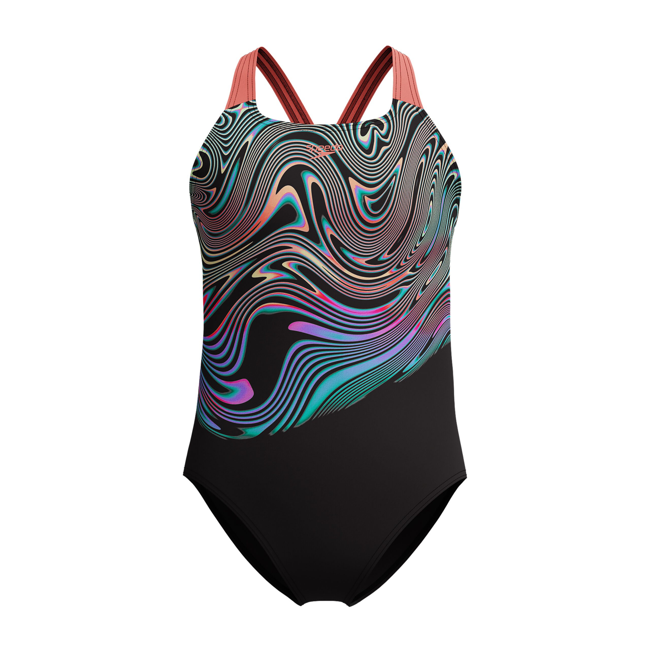 Speedo Mädchen Badeanzug Eco Endurance+ Print Placement Powerback Schwarz/Rot