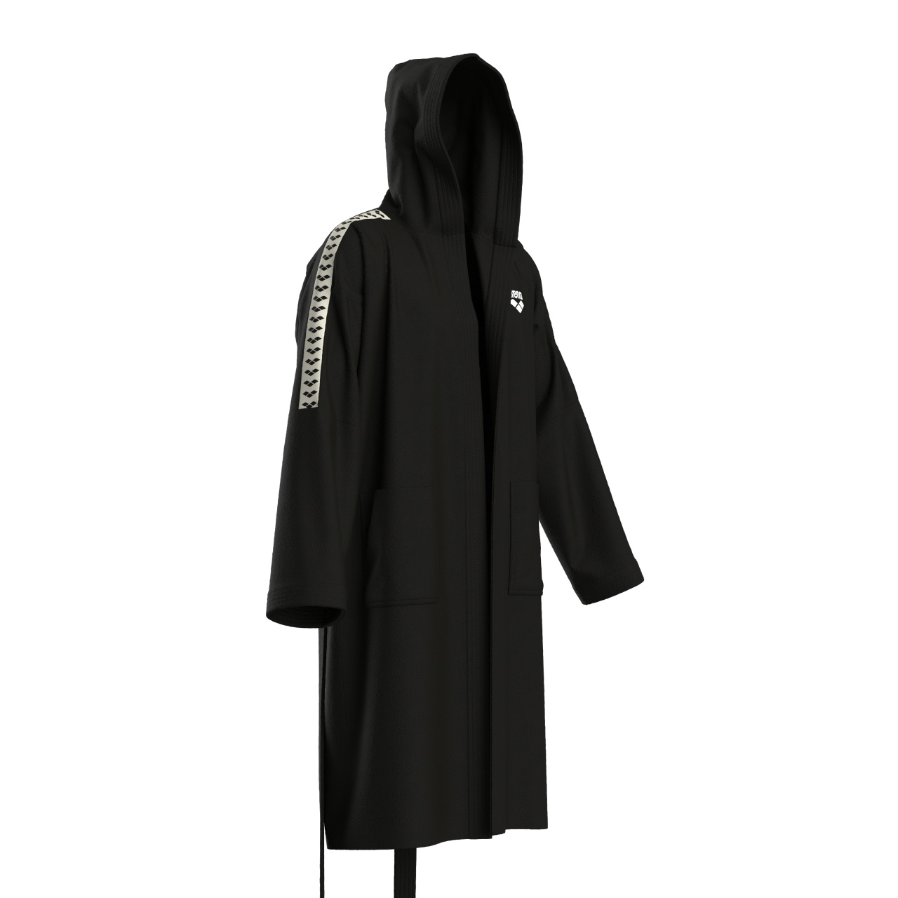 Arena Bademantel Team Stripe Schwarz/Weiß
